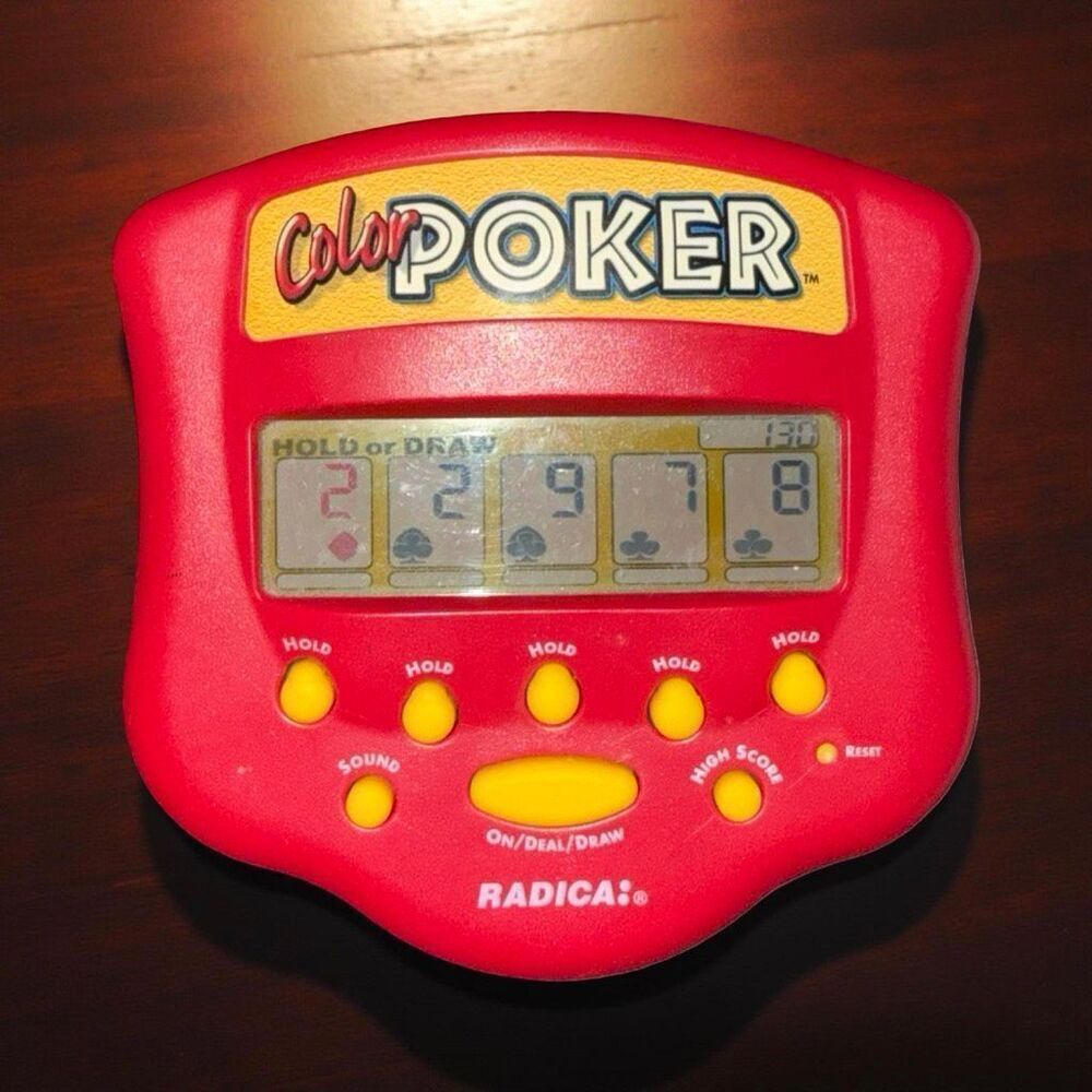 1999 Radica Color Poker Handheld ElectronIc Poker Batteries Included WORKS A40
